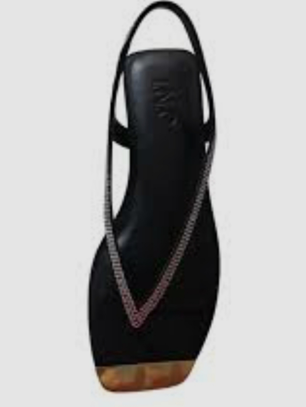 INC PASCA Black Slingback Flat Sandal with Rhinestone V-Thong Strap Size 6